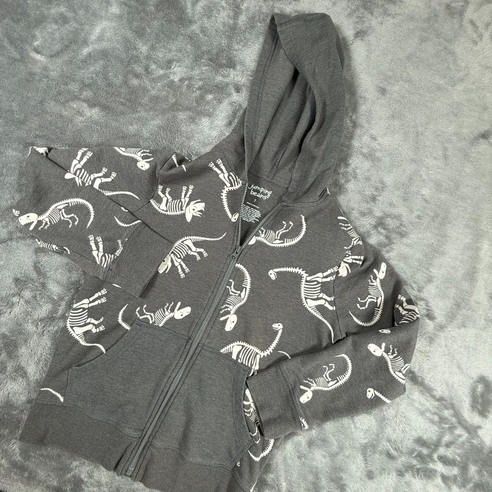 Jumping Beans Boy's Zip Up Hooded Dinosaur Jacket Gray Size 7